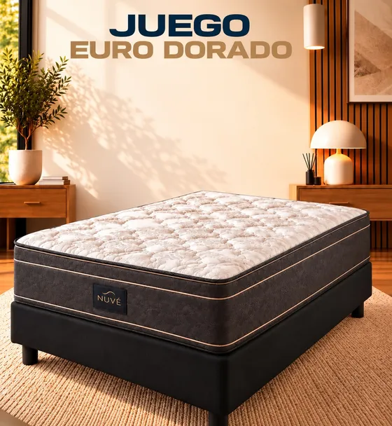 Juego Euro Dorado — Juego colchón + sommier NUVÉ Colchones y Sommiers en Córdoba